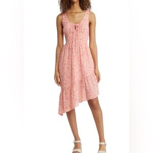 BP Floral Print Smocked Asymmetric Hem Dress